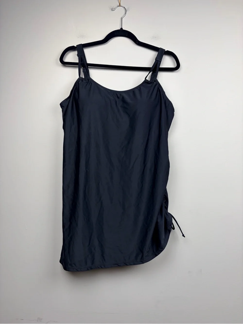 Meet.Curve Womens XL Black Swimdress One Piece Swimsuit Ruched Side Slit NWT
